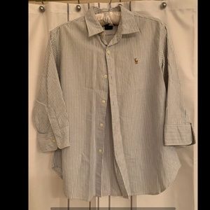 Blue and white vintage polo